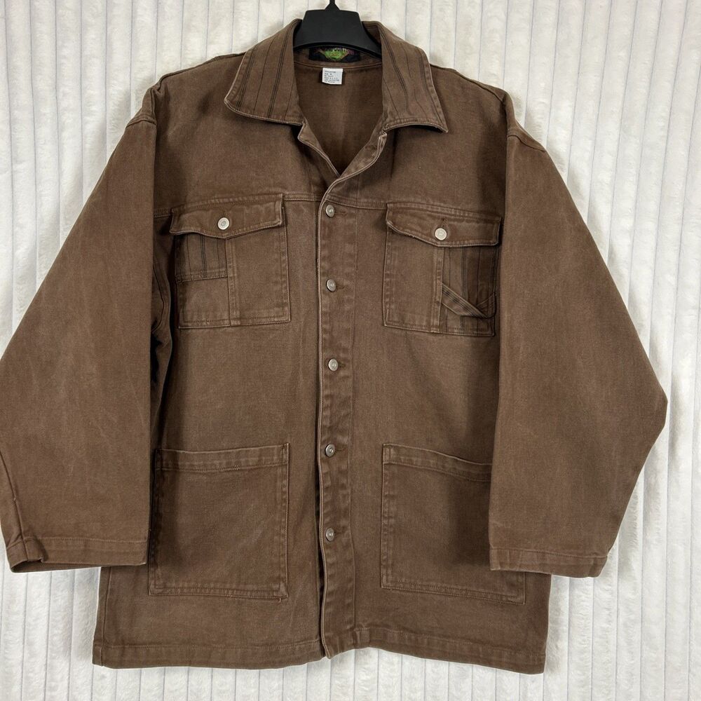 Vintage 90S Extreme Control Jeans Brown Denim Chore Jacket Hip-Hop Vibe Mens M